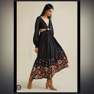 Anthropologie Geisha Designs Karolyn’s Cut Out Maxi Embroidery dress size 8